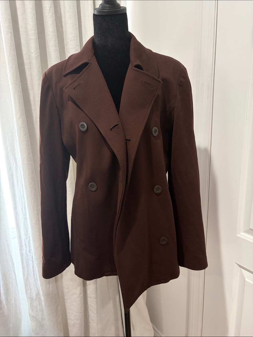 J. Crew Dark Brown Double-Breasted Peacoat